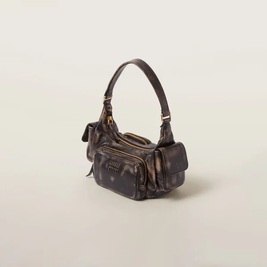 Miu Miu Pocket Leather Brown Top-Handle Bags