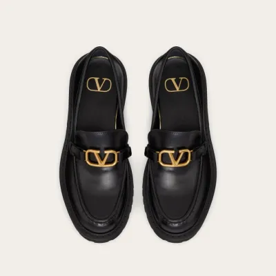 VALENTINO Black women's calf leather loafers