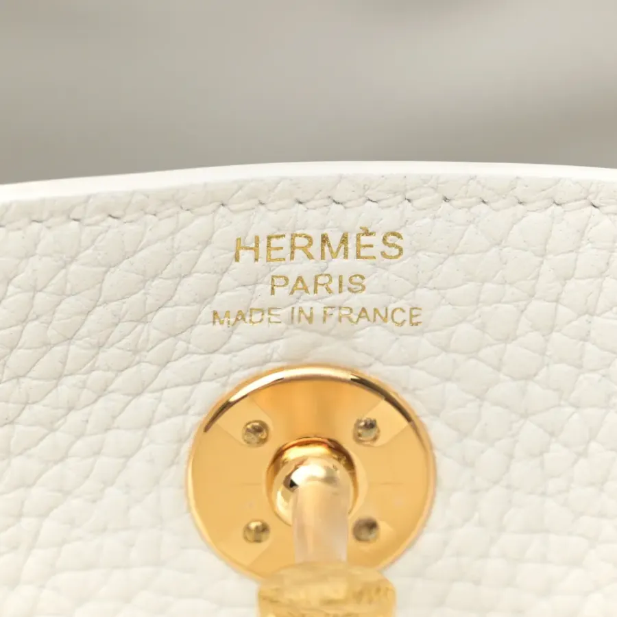 Hermès Mini Lindy 20 New White Taurillon Clemence Leather Gold Hardware