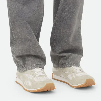 Bottega Veneta Orbit Flash Sneakers In White Weathered Suede Leather And Mesh Lace-Up Sneaker