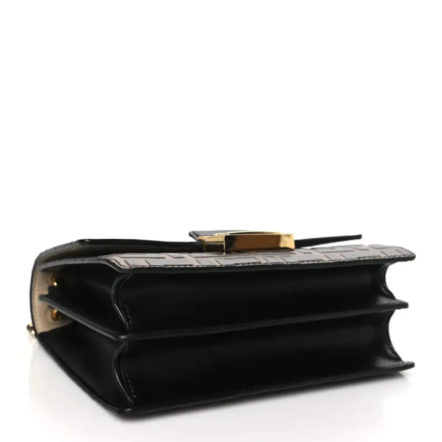 Fendi Small FF 1974 Embossed Kan U Shoulder Bag Maya/Black Bi-Color Liberty Vitello Leather Gold Hardware