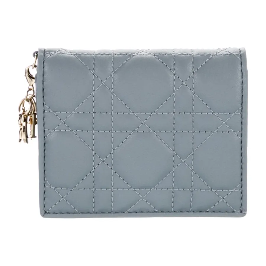 Dior Small Wallet Blue Cannage Pattern Leather Gold Hardware