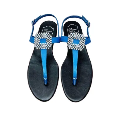Roger Vivier Viv' By The Sea Sandals In White/Black/Blue/Silver/Brown Leather With Crystal Buckle
