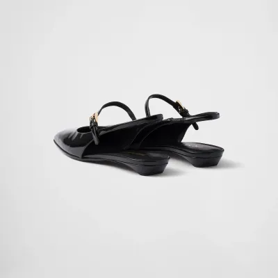 PRADA Patent paint leather Flat Shoes Black Ballet Shoes