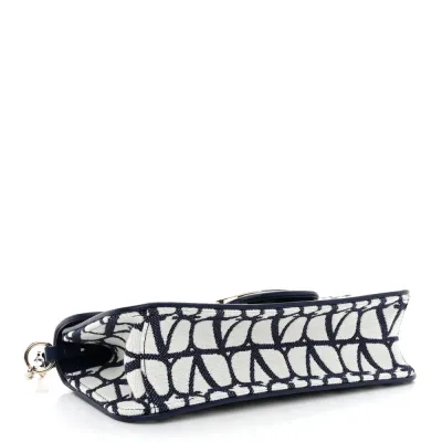 Valentino Garavani Small VLogo Locò Shoulder Bag White/Worker Toile Iconographe Cotton Silver Hardware