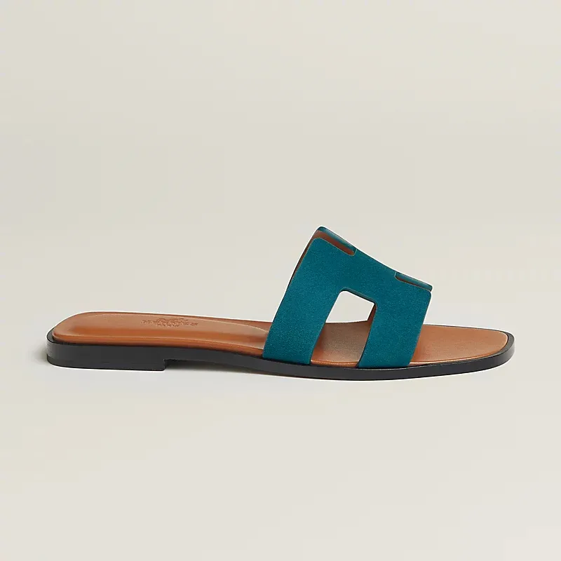 HERMES Oran Deep blue Slippers