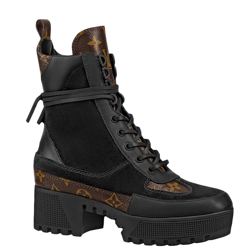 Louis Vuitton botas de cano curto plataforma pretas.
