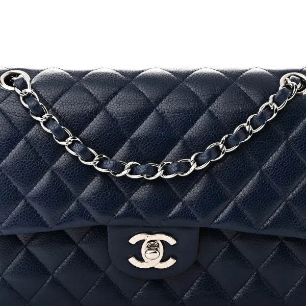 Designer Handbags | Blue Quilted Caviar Leather - Image 8