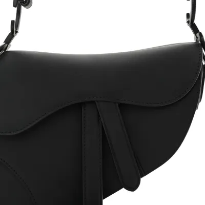 Dior Mini Saddle Bag Black Ultra Matte Calfskin Leather Matte Black Hardware