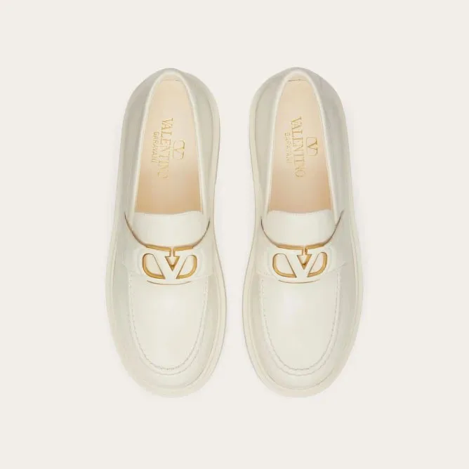 VALENTINO White ladies calf leather loafers