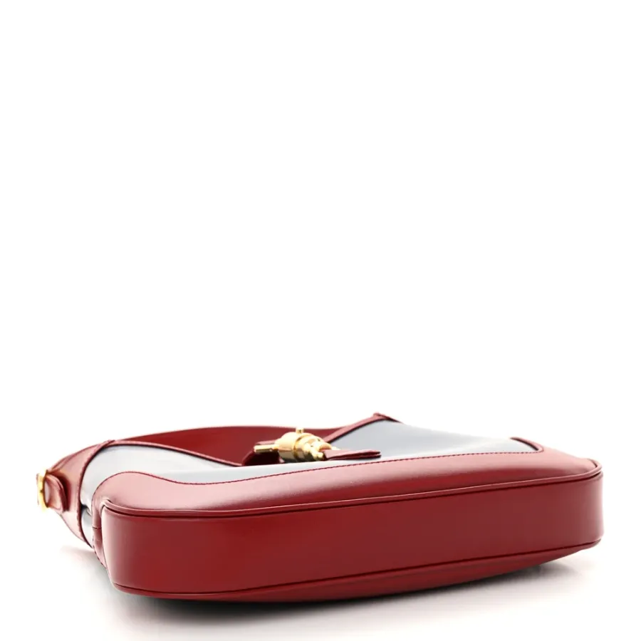 Gucci Small Bi-Color Jackie 1961 Hobo Blue Agata / New Cherry Red Boarded Dyana Lux Calfskin Leather Gold Hardware