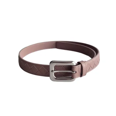 Bottega Veneta Women's Chain Link Belt In Blue/Black/Pink Calfskin With Gold/Silver Hardware 25mm