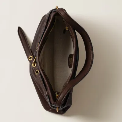 Miu Miu Aventure Nappa Quilted Lambskin Leather Deep Brown Shoulder Bags