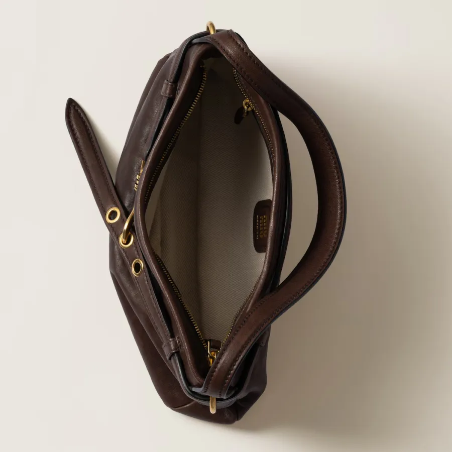 Miu Miu Aventure Nappa Quilted Lambskin Leather Deep Brown Shoulder Bags