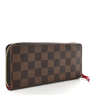 Louis Vuitton Clemence Wallet PM Damier Ebene Canvas Cherry Interior Gold Hardware