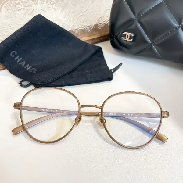 CHANEL round frame glasses Titanium color SIZE50口19-140 - Image 2