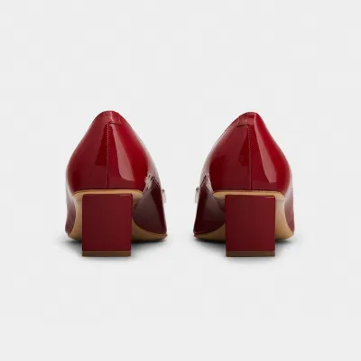 Roger Vivier Belle Vivier Pumps High Heels In Red Patent Leather With Metal Buckle (Heel Height 4.5cm)