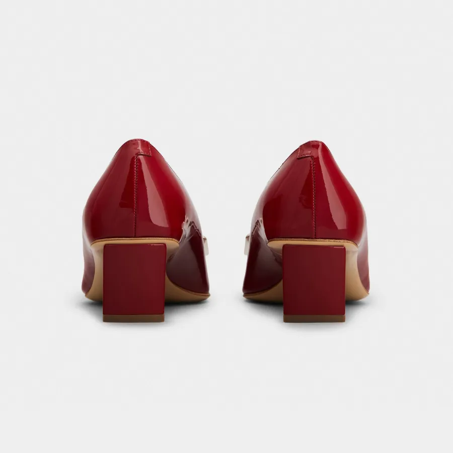 Roger Vivier Belle Vivier Pumps High Heels In Red Patent Leather With Metal Buckle (Heel Height 4.5cm)