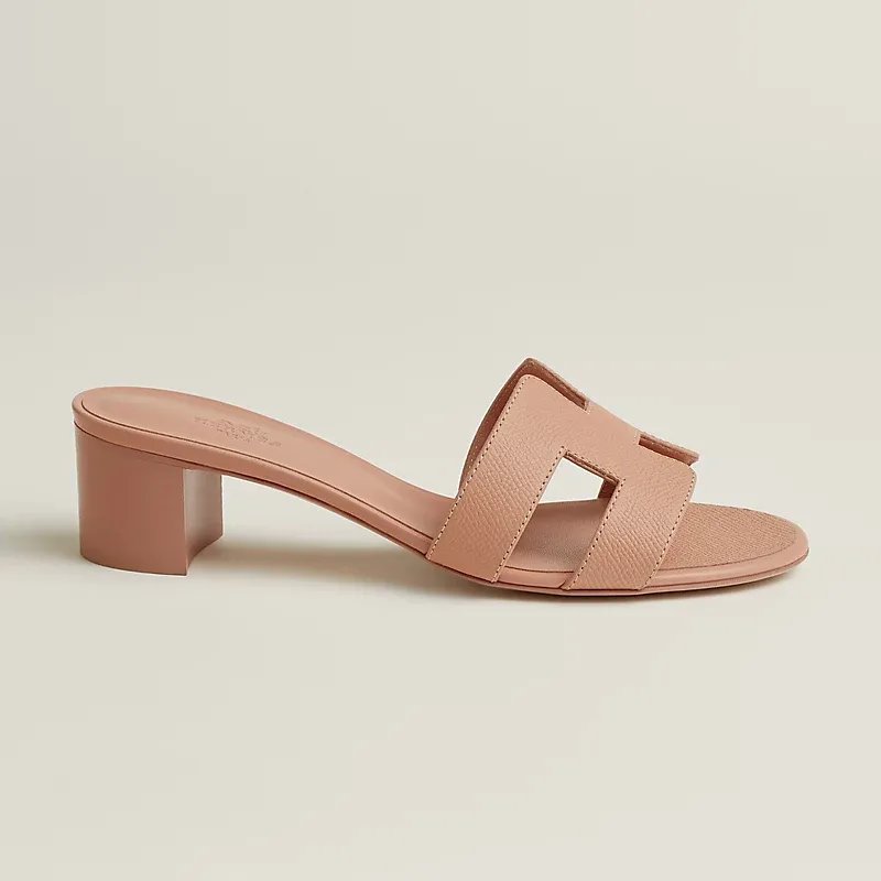 HERMES Oasis Slippers High-heeled slippers Pink High Heels Sandal