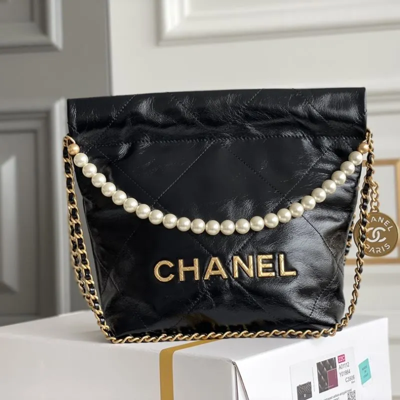 Chanel 22bags Black pearl chain Shoulder Bags