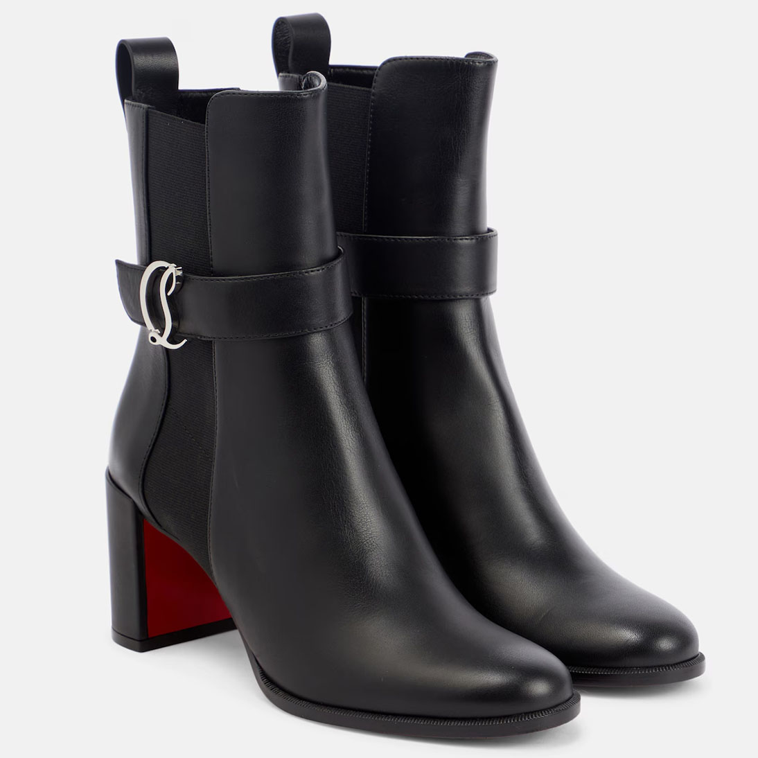Christian Louboutin Botas descalças de sola grossa com salto grosso preto.
