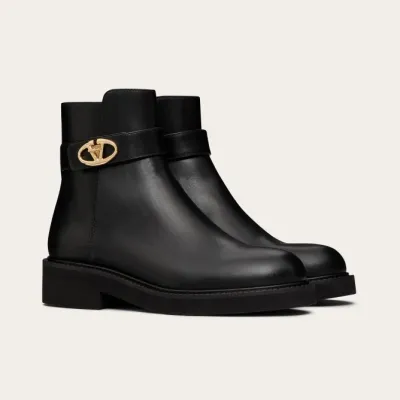 VALENTINO VLOGO LOCKER Calf leather ankle boots (heel height 4cm)