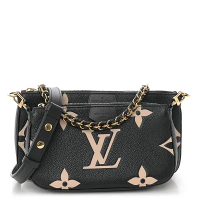 Louis Vuitton Multi Pochette Accessoires PM Black/Beige Giant Monogram Empreinte Leather Gold Hardware