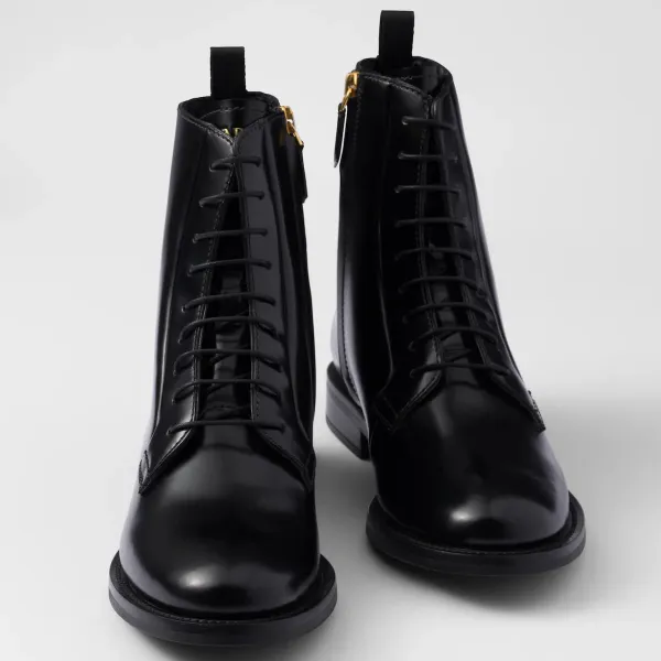 PRADA Black shiny leather ankle boots - Image 4