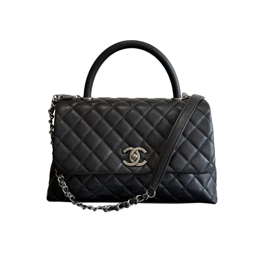 Chanel Coco Handle Black 29cm Quilted Caviar Leather Crossbody Bags Top-Handle Bags
