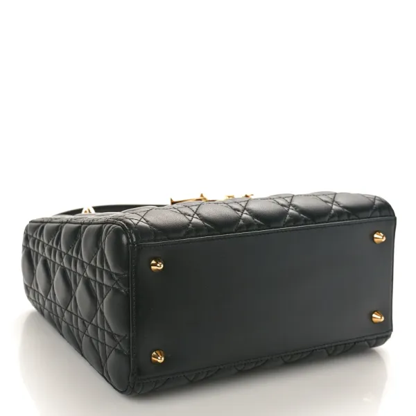 Dior Medium Lady Dior Black Cannage Lambskin Leather Gold Hardware - Image 6