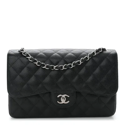 Black Quilted Caviar Designer Handbags