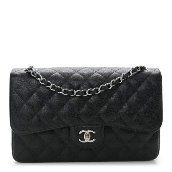Black Quilted Caviar Designer Handbags