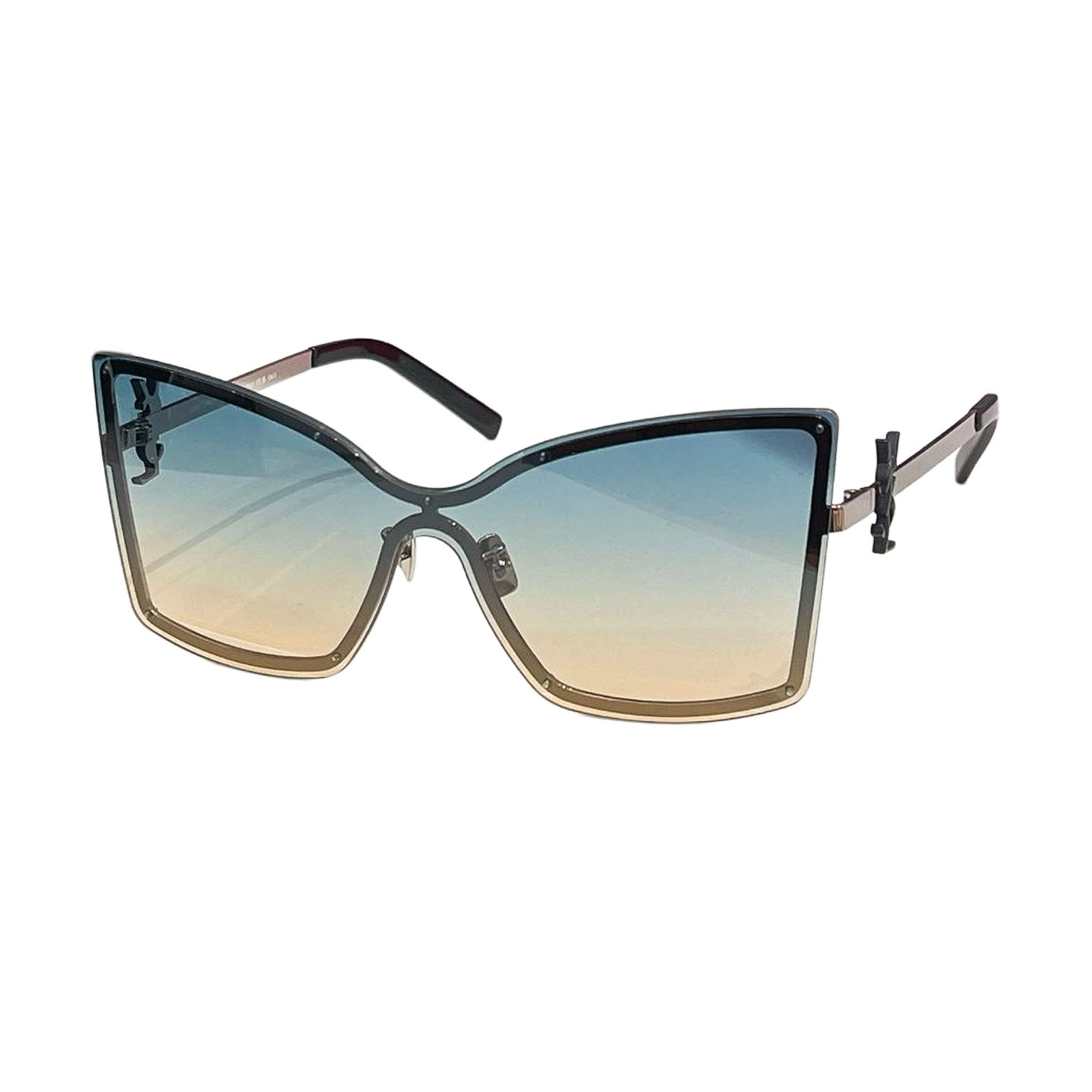 Óculos Saint Laurent gradiente de azul para laranja/marrom/roxo preto/preto dourado Tamanho 53口19-135