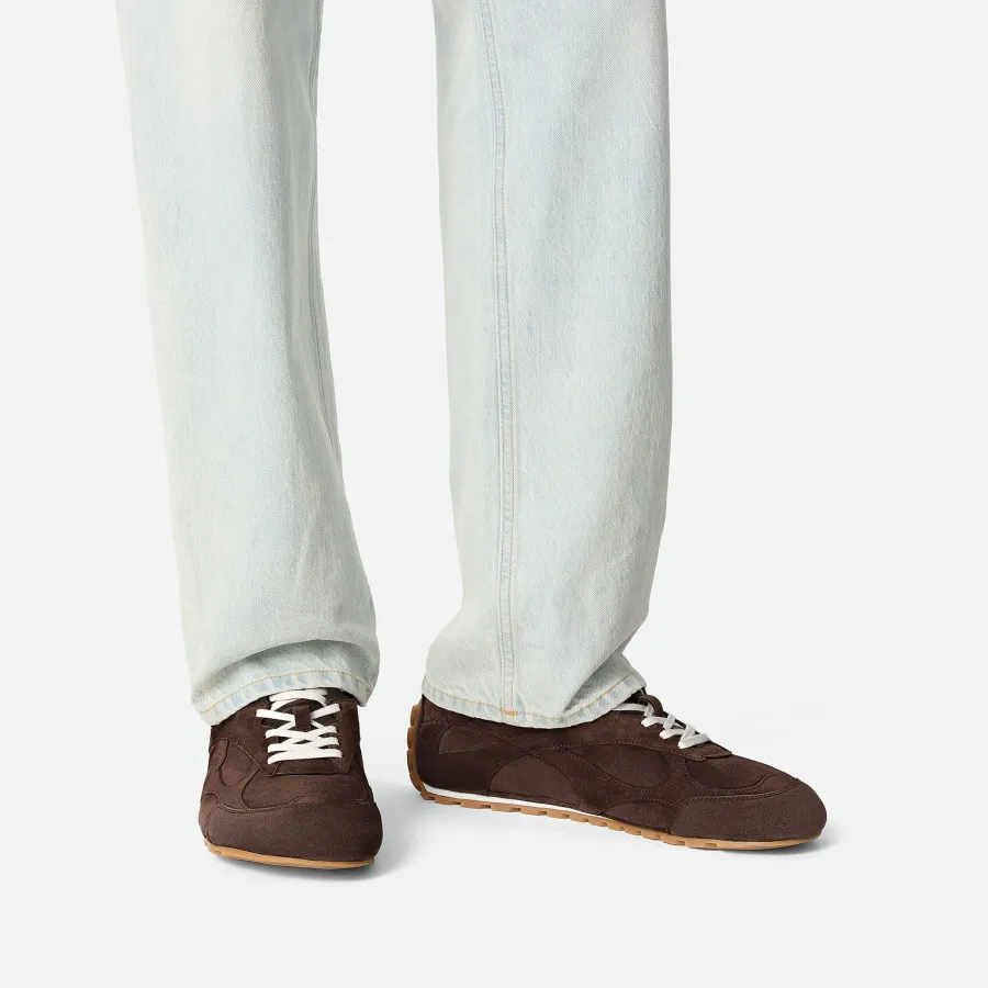 Bottega Veneta Orbit Flash Sneakers In Chocolate Brown Suede Lace-Up Sneaker