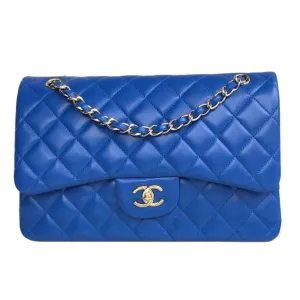 Chanel CF Blue / Navy Blue Quilted Lambskin Leather Crossbody Bags