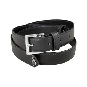 Prada Women' s Square Buckle Belt In Black/Brown/White Calfskin With Gold/Silver Hardware 25mm