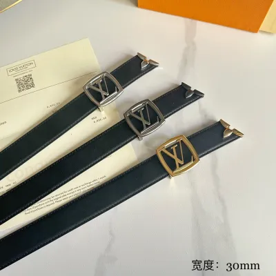 Louis Vuitton Women's Line Ellipse Reversible Belt In Black/Pink/White Calfskin And Monogram Canvas With Gold/Silver/Gun Black Hardware 30mm