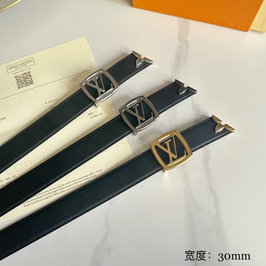 Louis Vuitton Women's Line Ellipse Reversible Belt In Black/Pink/White Calfskin And Monogram Canvas With Gold/Silver/Gun Black Hardware 30mm