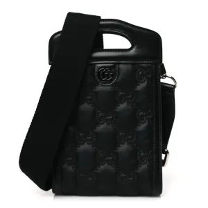 Gucci Mini Top Slip Handle Crossbody Bag Black Nylon & GG Enamel Calfskin Matelassé Leather Black Hardware