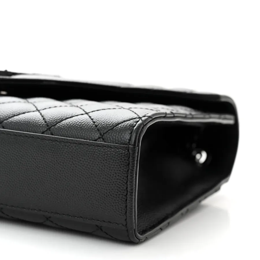 Saint Laurent Medium Satchel Black Triquilt Monochrome Monogram Grain De Poudre Textured Mixed Matelasse Leather Black Hardware