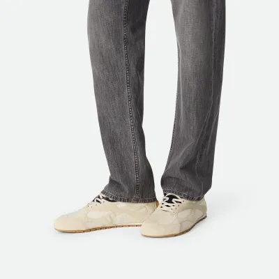 Bottega Veneta Orbit Flash Sneakers In Ice/Black Suede And Nylon Lace-Up Sneaker With Leather Trims