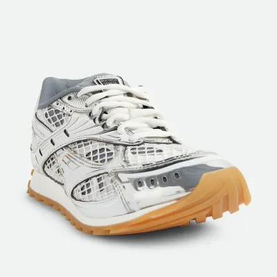 Bottega Veneta Orbit Sneakers In Silver/White Technical Fabric And Mesh Lace-Up Sneaker
