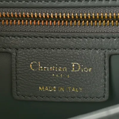 Dior Medium Caro Bag Ethereal Grey Cannage Calfskin Leather Gold Hardware