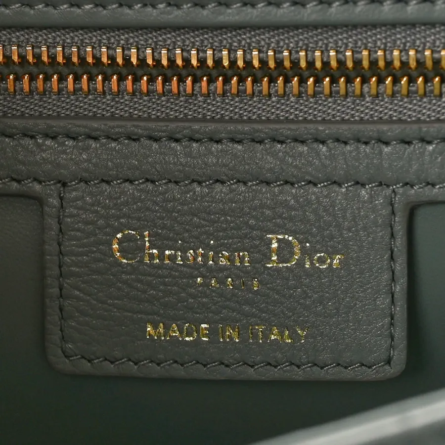 Dior Medium Caro Bag Ethereal Grey Cannage Calfskin Leather Gold Hardware