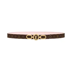 Louis Vuitton Women's Circle Prime Reversible Belt In Pink/Black/White/Brown Calfskin And Monogram Canvas With Gold Hardware 25mm