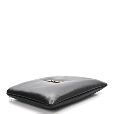 Saint Laurent Small Calypso Pouch Black Lambskin Leather Aged Gold Hardware