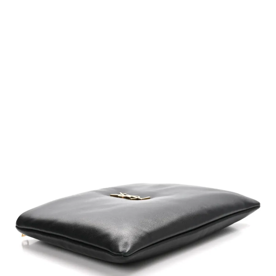 Saint Laurent Small Calypso Pouch Black Lambskin Leather Aged Gold Hardware