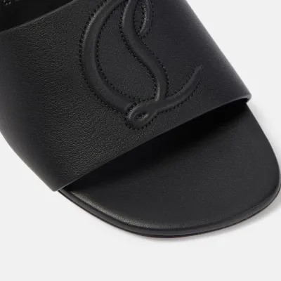 Christian Louboutin Black embossed leather Muller shoes high-heeled slippers