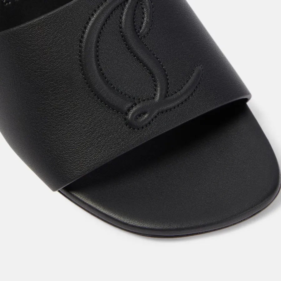 Christian Louboutin Black embossed leather Muller shoes high-heeled slippers