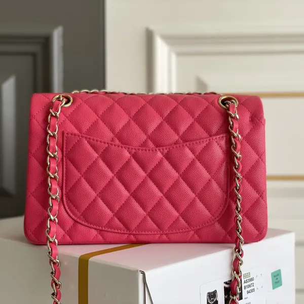 Chanel CF Rose red / Apricot color / Yellow / Blue  Quilted Caviar Leather Crossbody Bags - Image 4